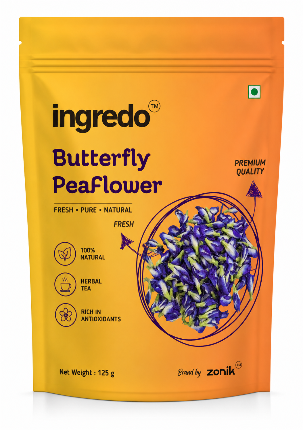 Ingredo Blue Pea Flower , 125Gm