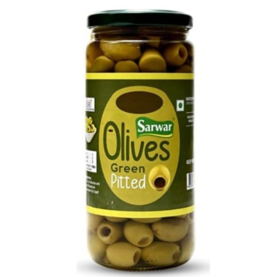 Sarwar Green Olive Pitted, 450 gm